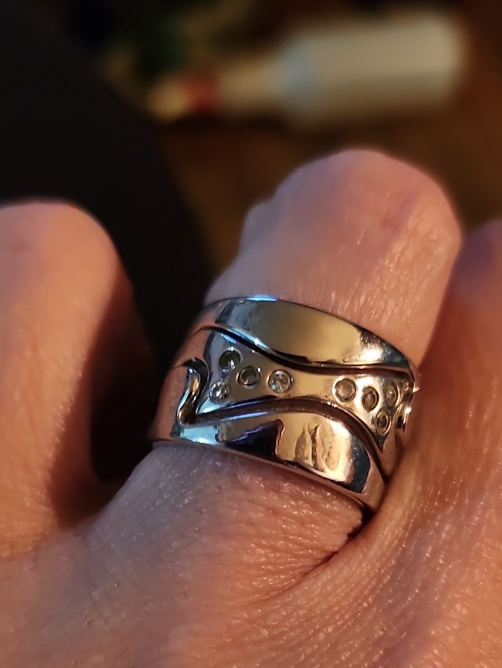 Sterling Silver 925 Sculpted Puzzle Piece Ring with Accent Stones -  Size 5